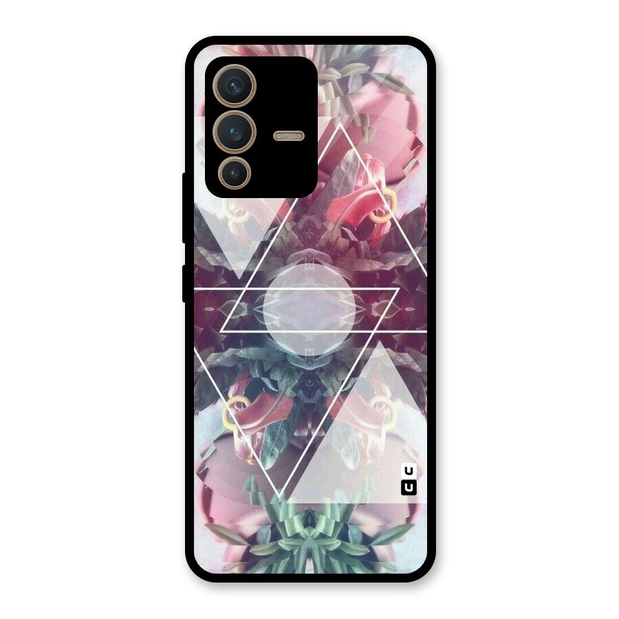 Floral Triangle Glass Back Case for Vivo V23 5G