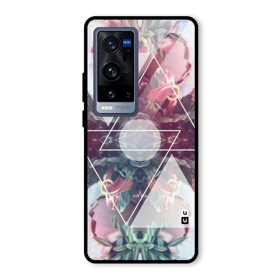Floral Triangle Glass Back Case for Vivo X60 Pro Plus