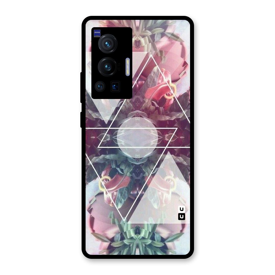 Floral Triangle Glass Back Case for Vivo X70 Pro
