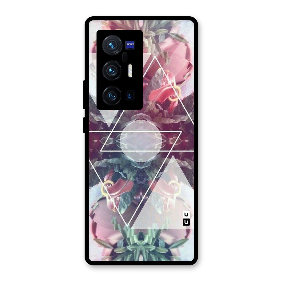 Floral Triangle Glass Back Case for Vivo X70 Pro Plus