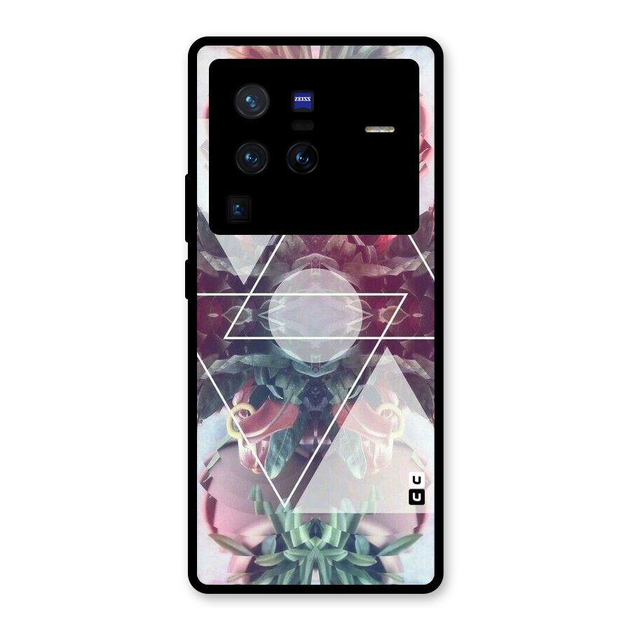 Floral Triangle Glass Back Case for Vivo X80 Pro
