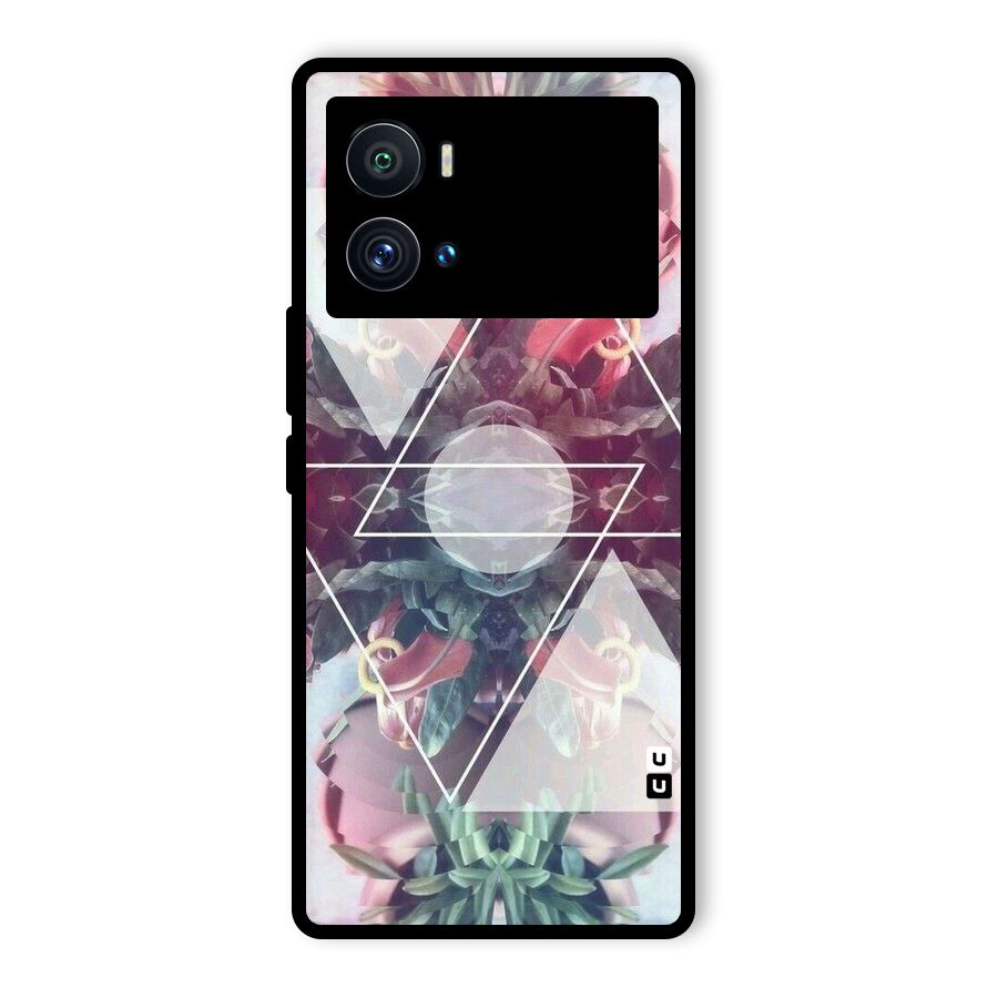Floral Triangle Glass Back Case for Vivo iQOO 9 Pro