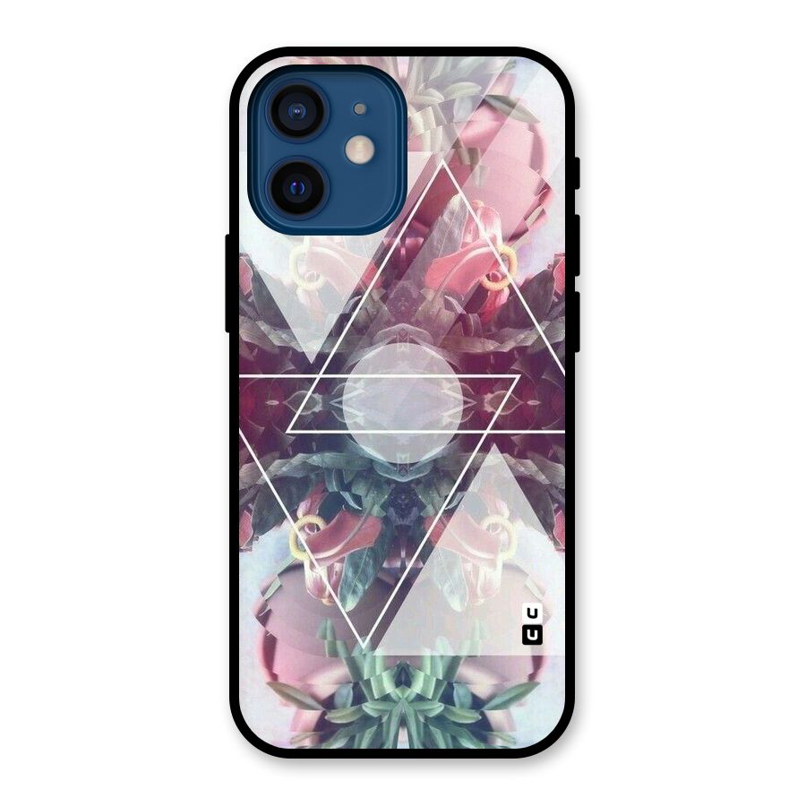 Floral Triangle Glass Back Case for iPhone 12 Mini