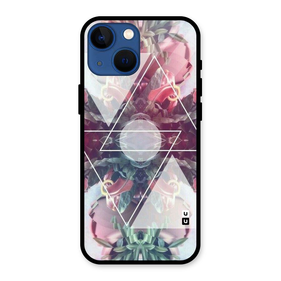 Floral Triangle Glass Back Case for iPhone 13 Mini