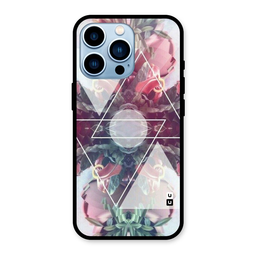 Floral Triangle Glass Back Case for iPhone 13 Pro