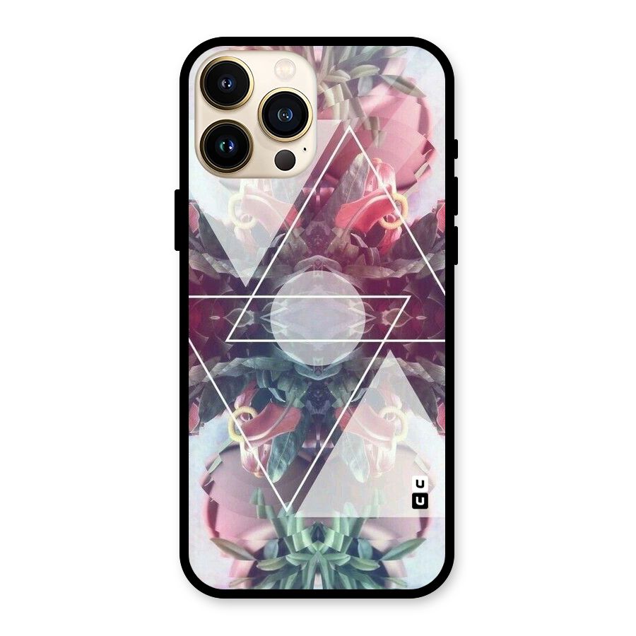 Floral Triangle Glass Back Case for iPhone 13 Pro Max