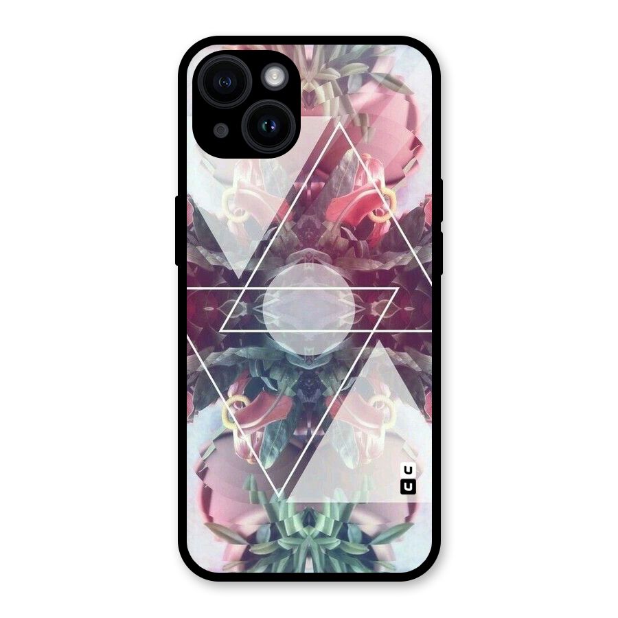 Floral Triangle Glass Back Case for iPhone 14