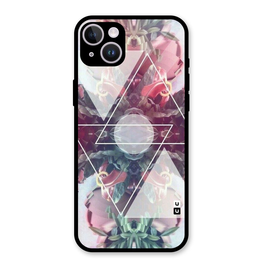 Floral Triangle Glass Back Case for iPhone 14 Plus