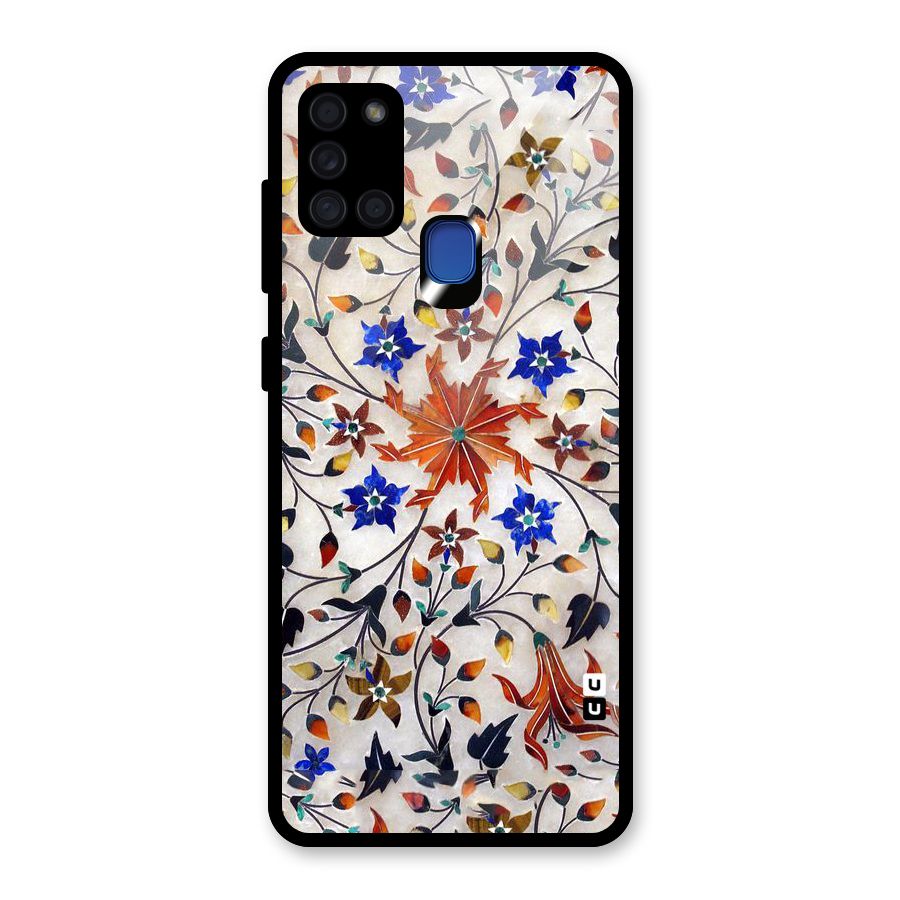 Floral Vintage Bloom Glass Back Case for Galaxy A21s