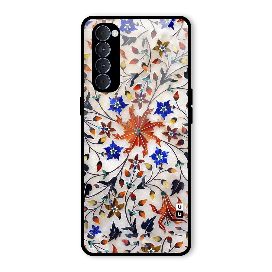 Floral Vintage Bloom Glass Back Case for Oppo Reno4 Pro