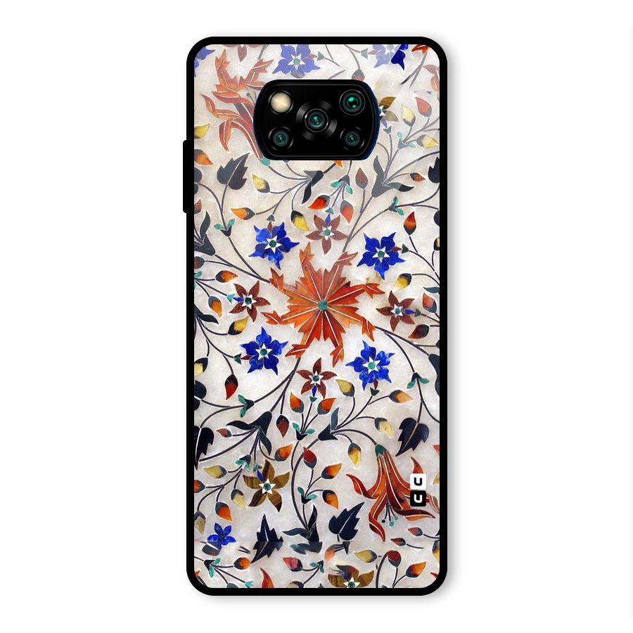 Floral Vintage Bloom Glass Back Case for Poco X3 Pro