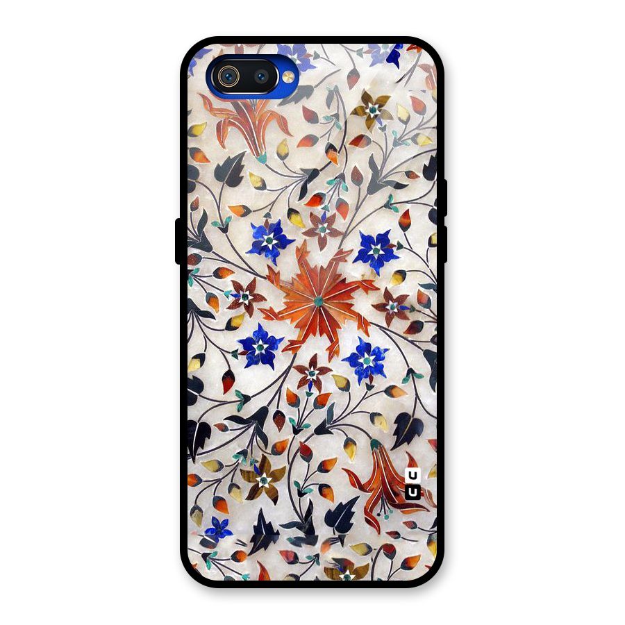 Floral Vintage Bloom Glass Back Case for Realme C2