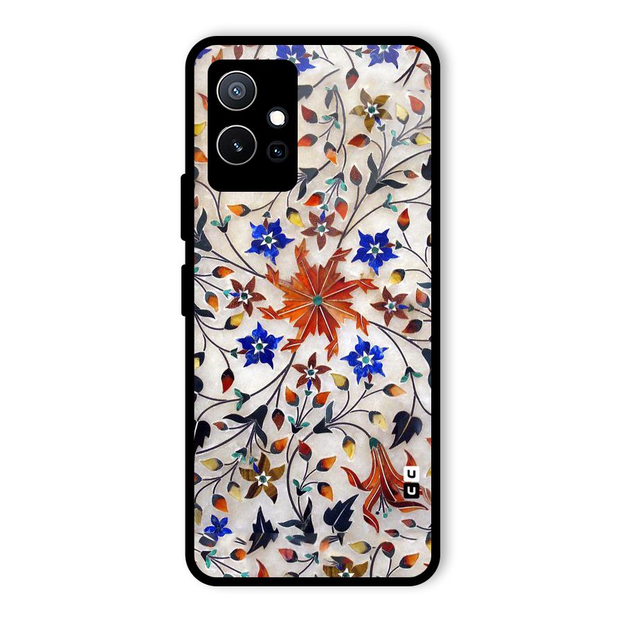 Floral Vintage Bloom Glass Back Case for Vivo T1 5G
