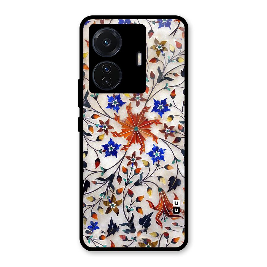 Floral Vintage Bloom Glass Back Case for Vivo T1 Pro