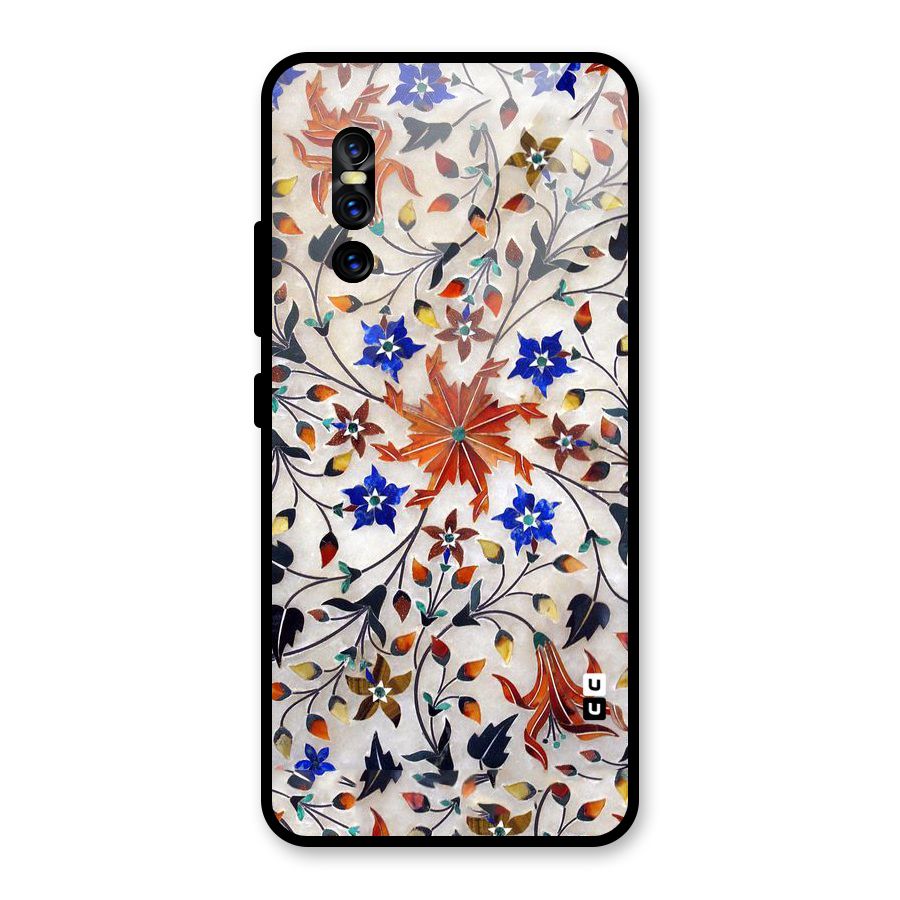 Floral Vintage Bloom Glass Back Case for Vivo V15 Pro