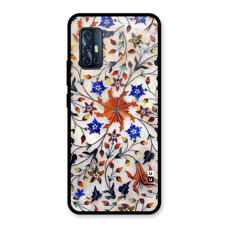 Floral Vintage Bloom Glass Back Case for Vivo V17