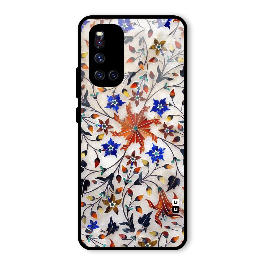 Floral Vintage Bloom Glass Back Case for Vivo V19