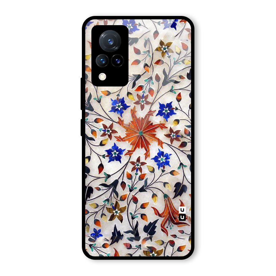 Floral Vintage Bloom Glass Back Case for Vivo V21 5G