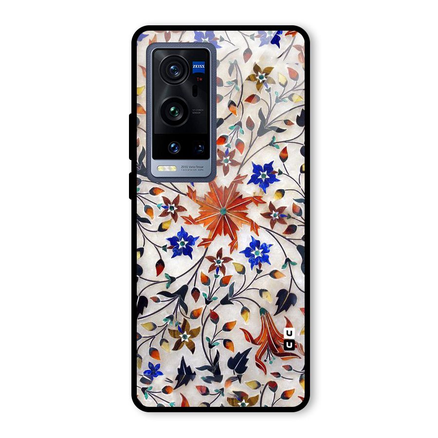 Floral Vintage Bloom Glass Back Case for Vivo X60 Pro Plus