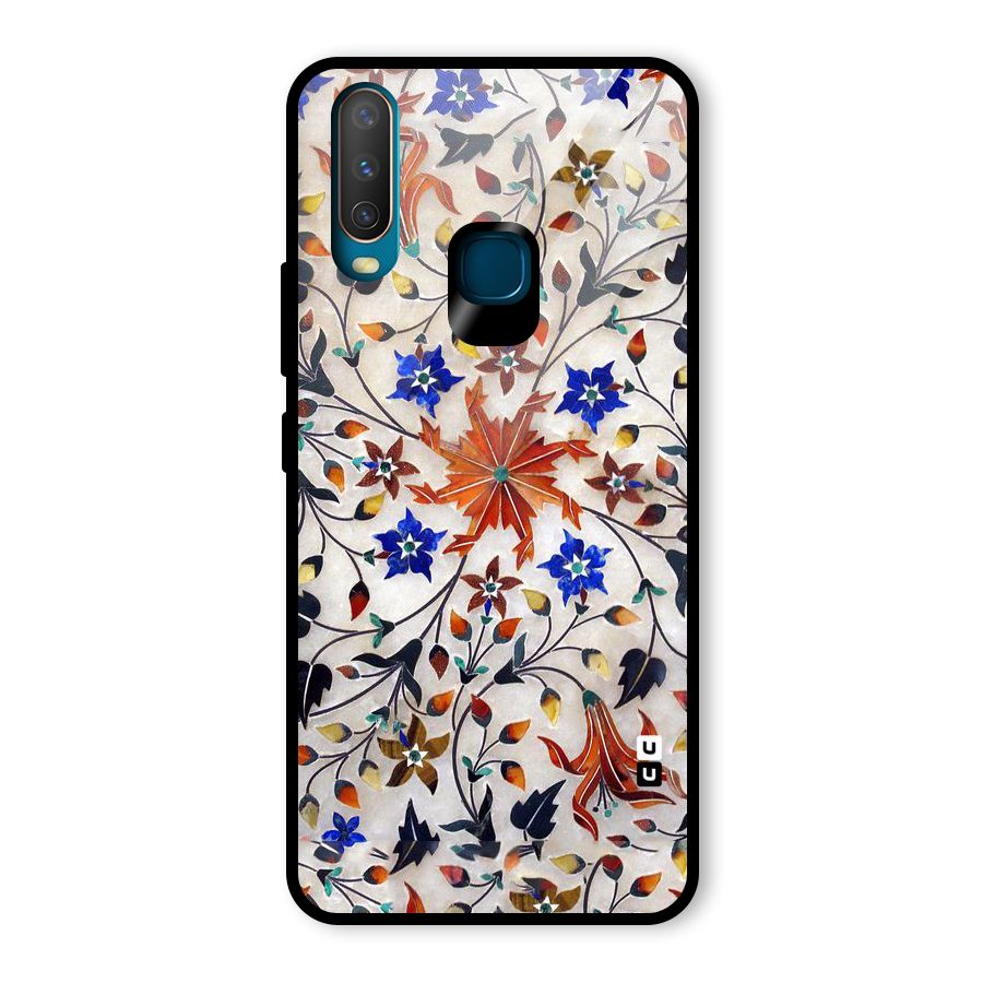 Floral Vintage Bloom Glass Back Case for Vivo Y15