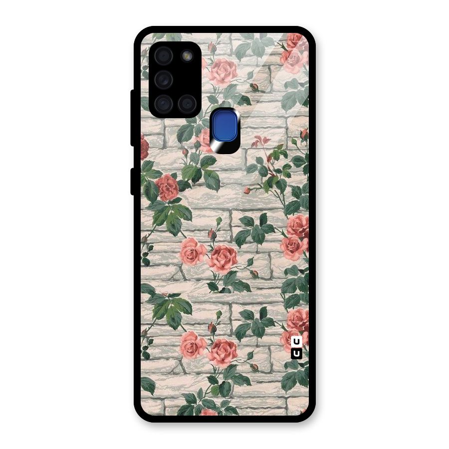Floral Wall Design Glass Back Case for Galaxy A21s