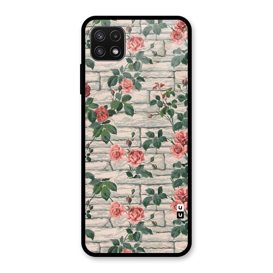 Floral Wall Design Glass Back Case for Galaxy A22 5G