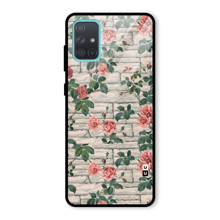 Floral Wall Design Glass Back Case for Galaxy A71
