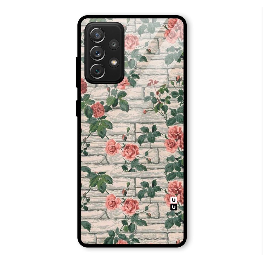 Floral Wall Design Glass Back Case for Galaxy A72