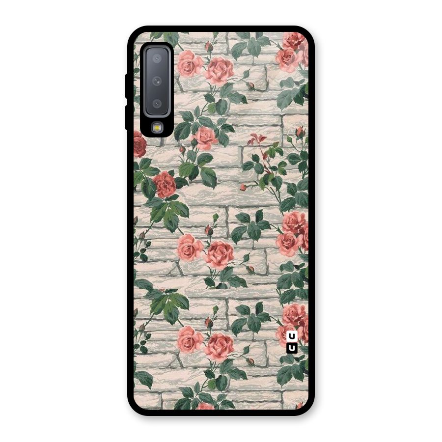 Floral Wall Design Glass Back Case for Galaxy A7 (2018)