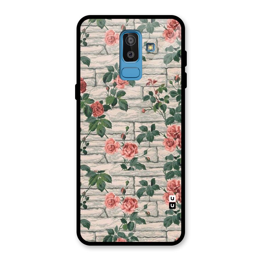 Floral Wall Design Glass Back Case for Galaxy J8