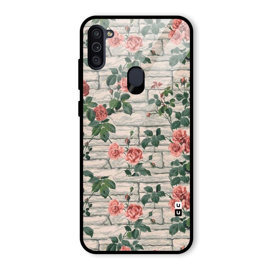 Floral Wall Design Glass Back Case for Galaxy M11