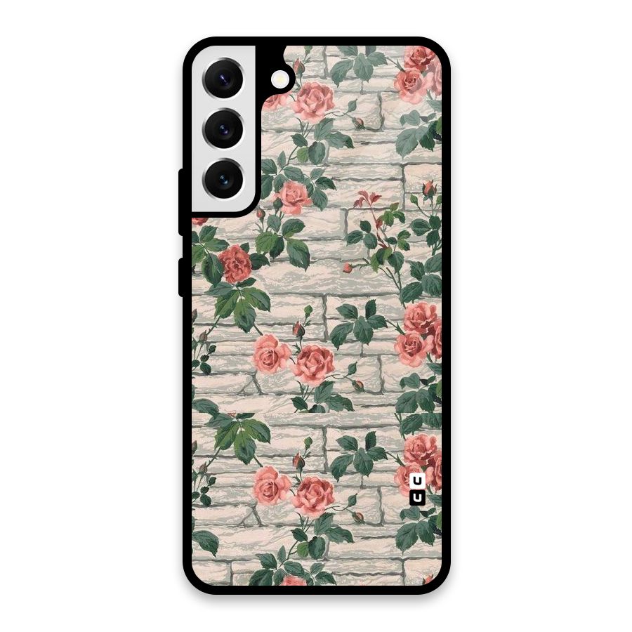 Floral Wall Design Glass Back Case for Galaxy S22 Plus 5G