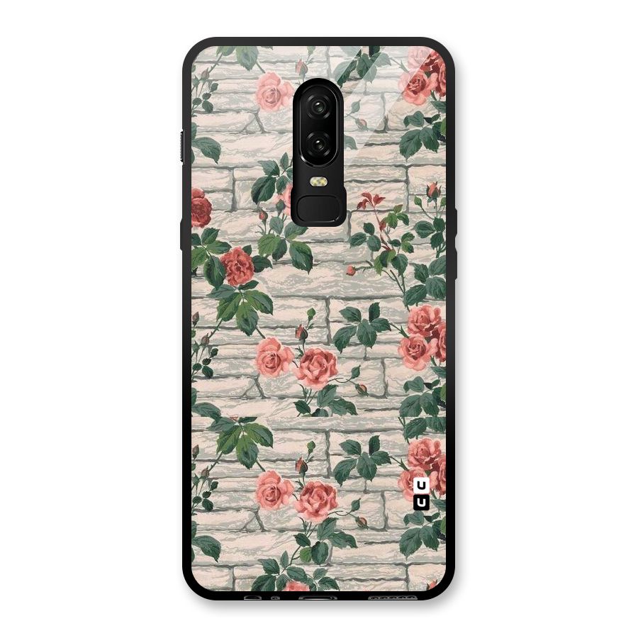 Floral Wall Design Glass Back Case for OnePlus 6