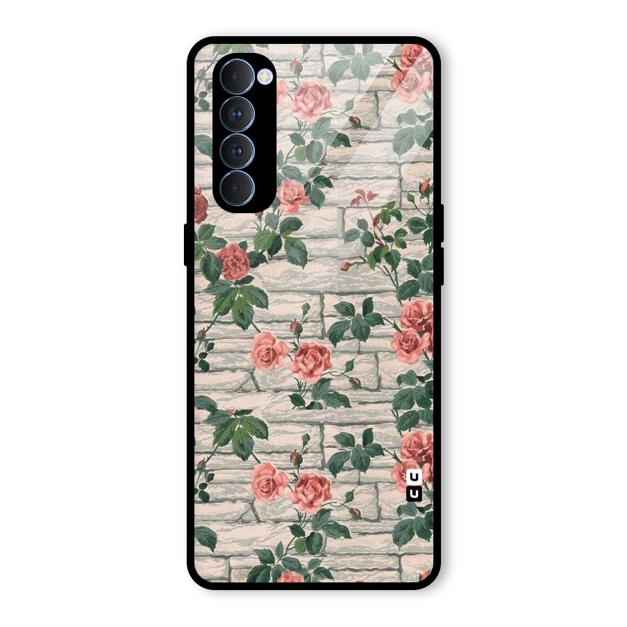 Floral Wall Design Glass Back Case for Oppo Reno4 Pro