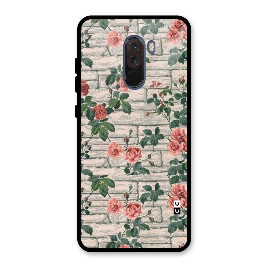 Floral Wall Design Glass Back Case for Poco F1