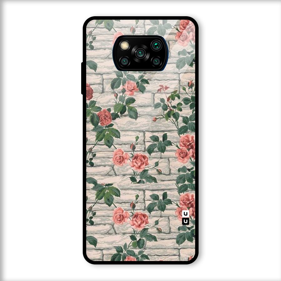 Floral Wall Design Glass Back Case for Poco X3