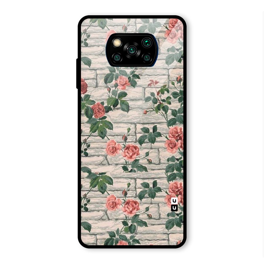 Floral Wall Design Glass Back Case for Poco X3 Pro
