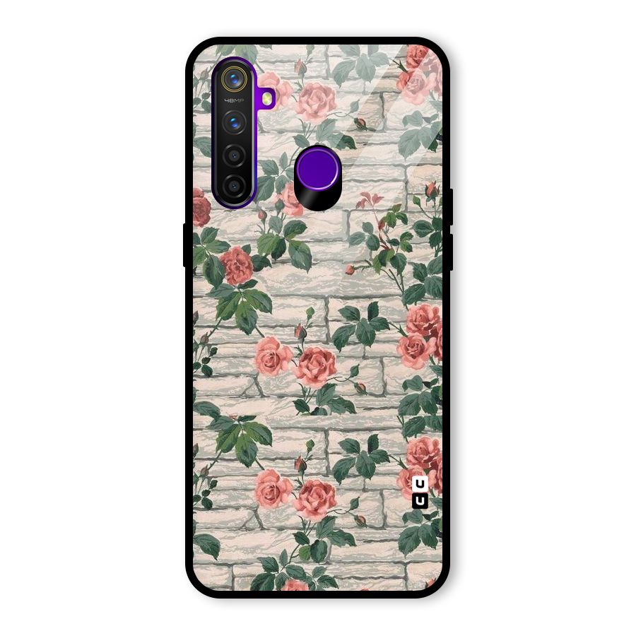 Floral Wall Design Glass Back Case for Realme 5 Pro