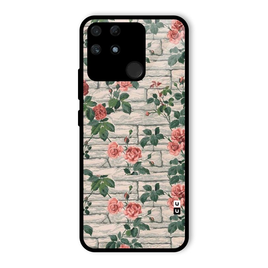Floral Wall Design Glass Back Case for Realme Narzo 50A
