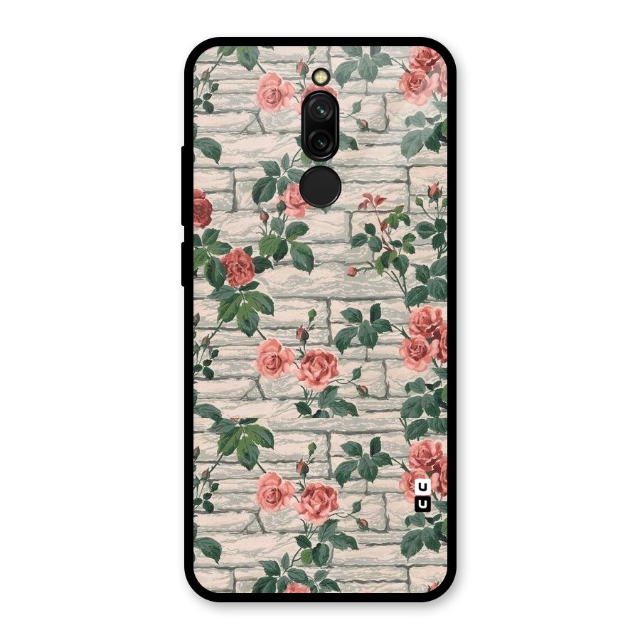 Floral Wall Design Glass Back Case for Redmi 8