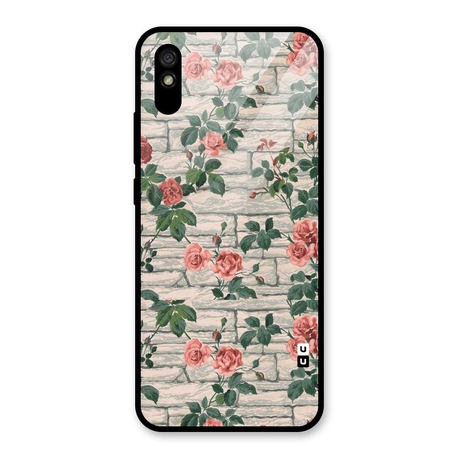 Floral Wall Design Glass Back Case for Redmi 9i