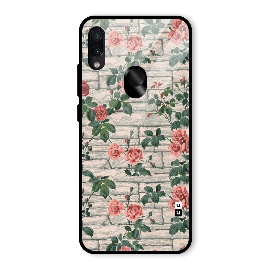 Floral Wall Design Glass Back Case for Redmi Note 7S