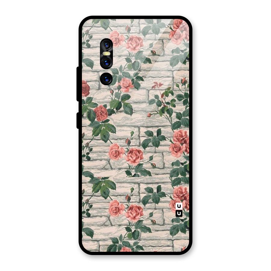 Floral Wall Design Glass Back Case for Vivo V15 Pro