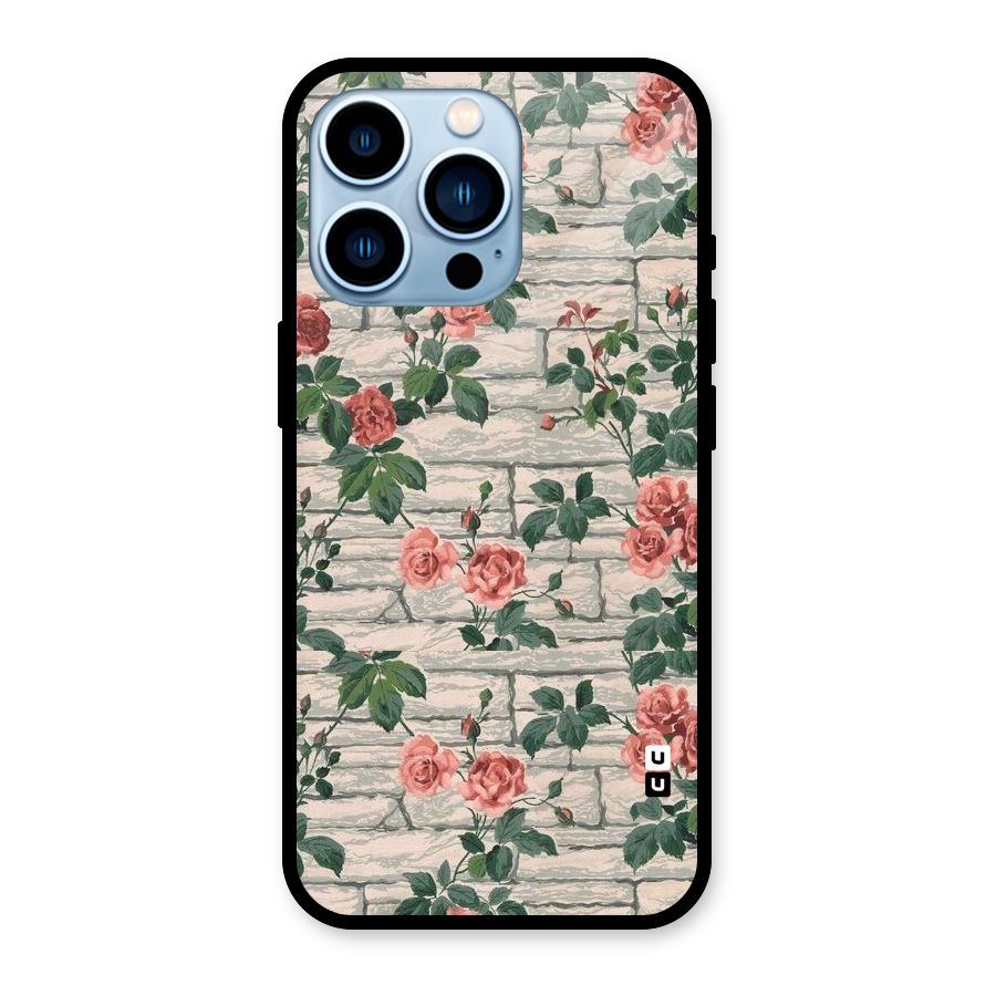 Floral Wall Design Glass Back Case for iPhone 13 Pro