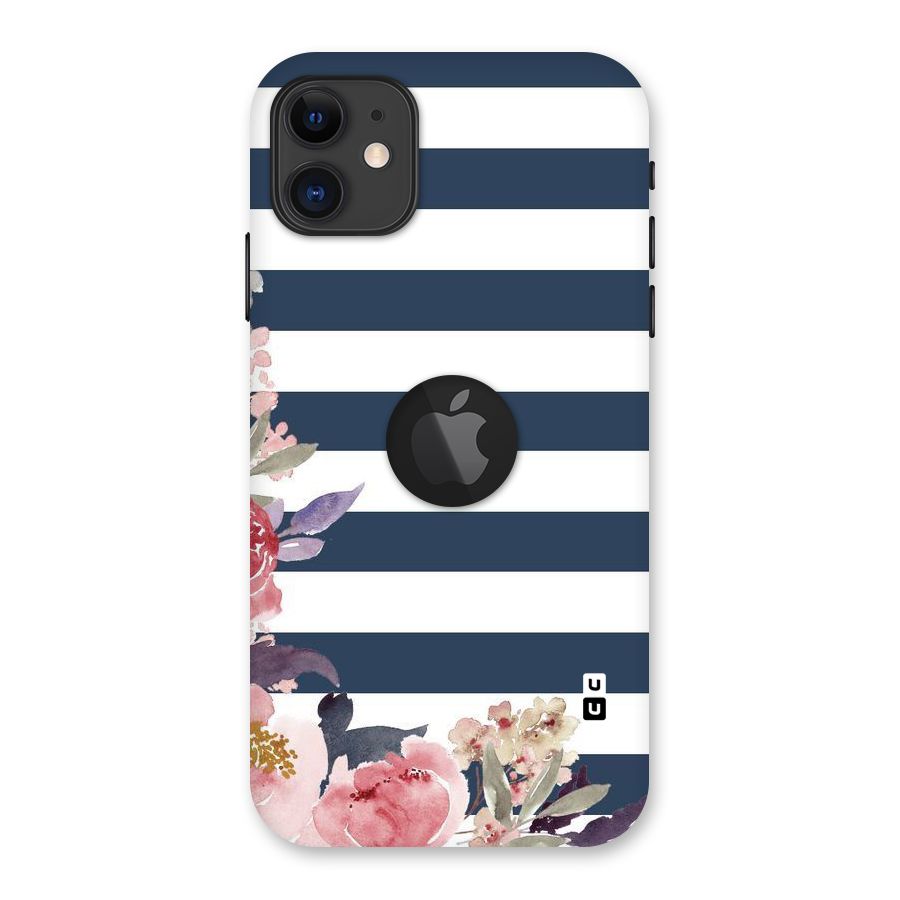Floral Water Art Back Case for iPhone 11 Logo Cut
