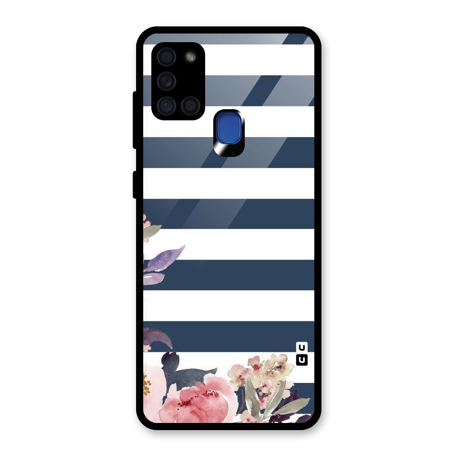 Floral Water Art Glass Back Case for Galaxy A21s