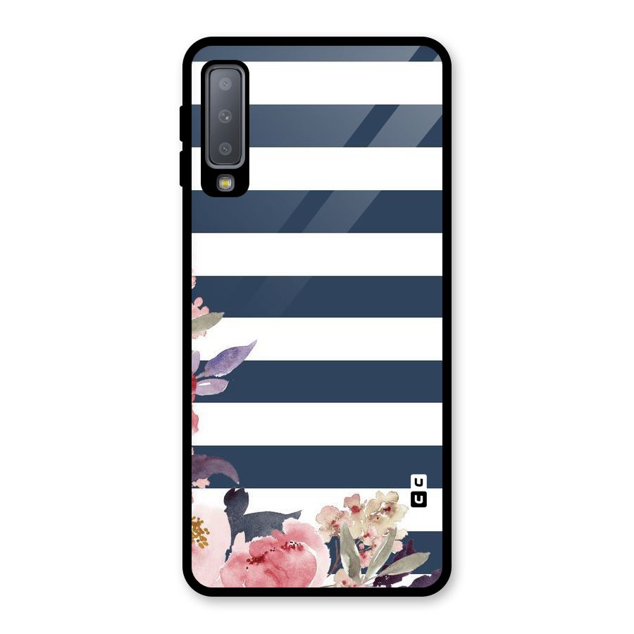 Floral Water Art Glass Back Case for Galaxy A7 (2018)