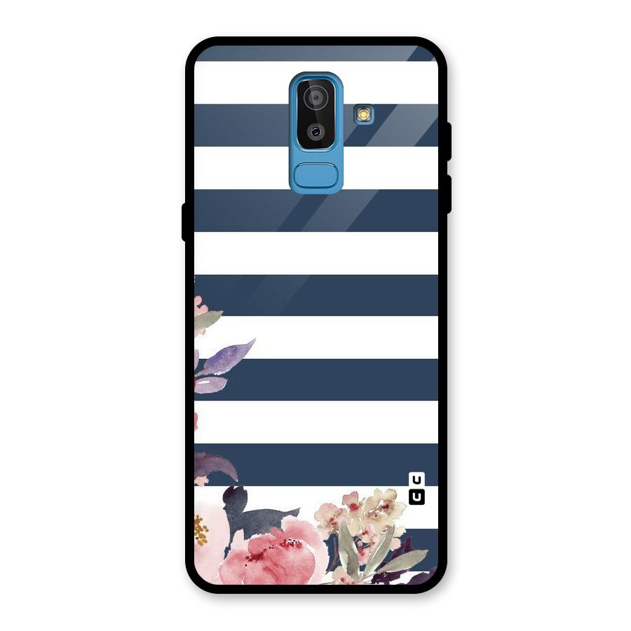 Floral Water Art Glass Back Case for Galaxy J8