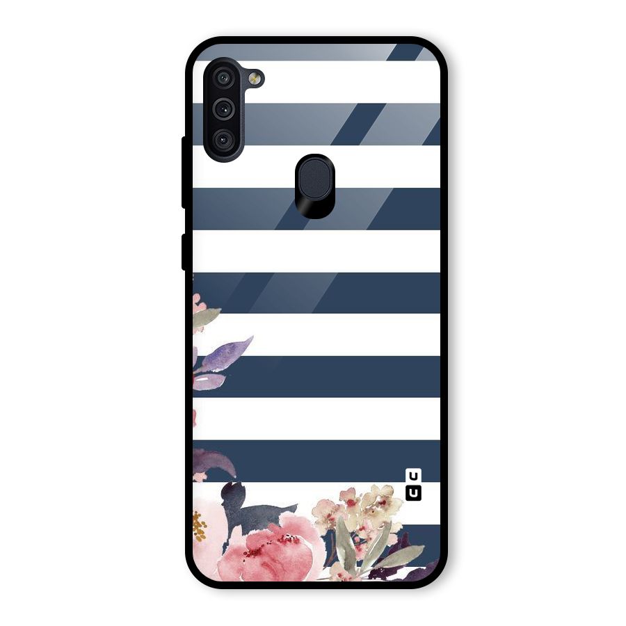 Floral Water Art Glass Back Case for Galaxy M11