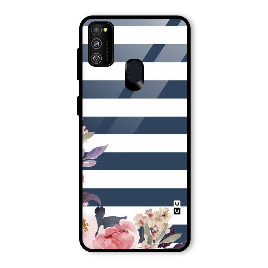 Floral Water Art Glass Back Case for Galaxy M30s